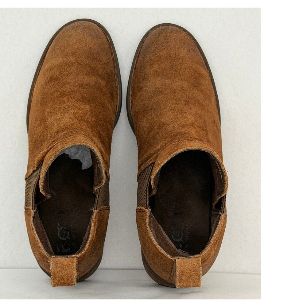 Born Laney Rust Tobacco Distressed Suede Leather Chelsea Ankle Boots 8M - Picture 5 of 12